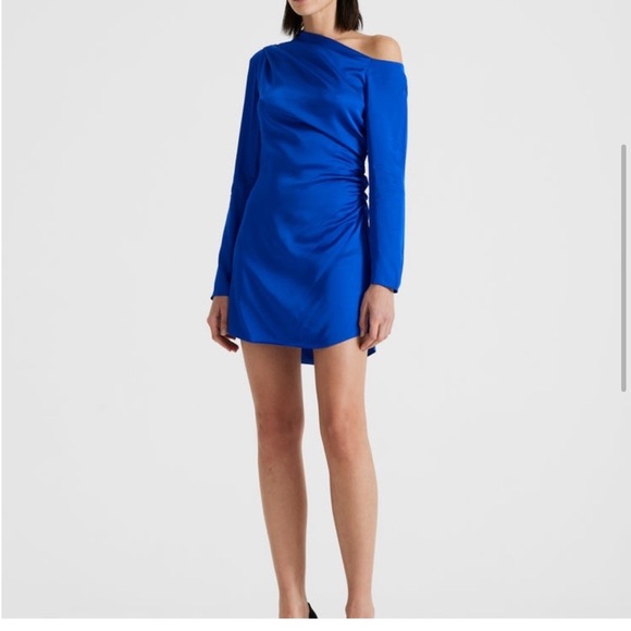 NWT ALC Jamie Asymmetrical Dress In Cyan Blue Sz 2 - Picture 4 of 6